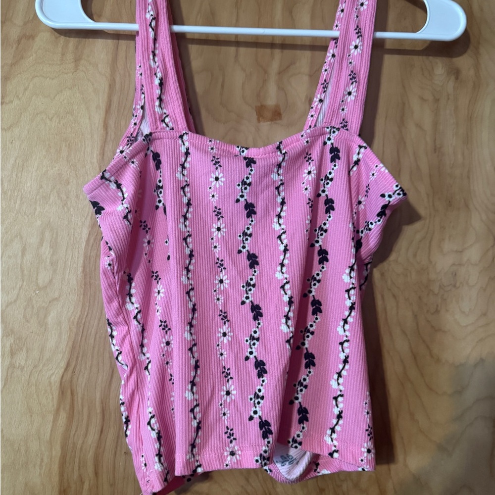 Rue21 Pink and Black Floral Camisole